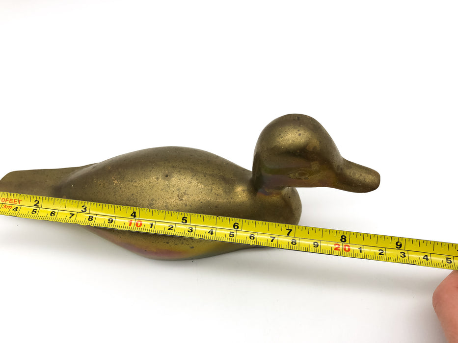 Vintage Solid Brass Duck Figurine Statue Mid Century Modern 8.5in x 3.25in