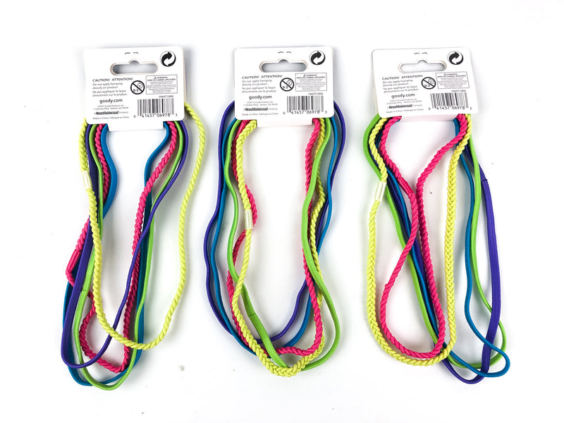 (15ct) Goody Ouchless Headbands No Metal Elastic Headband Pink Purple Blue 06978