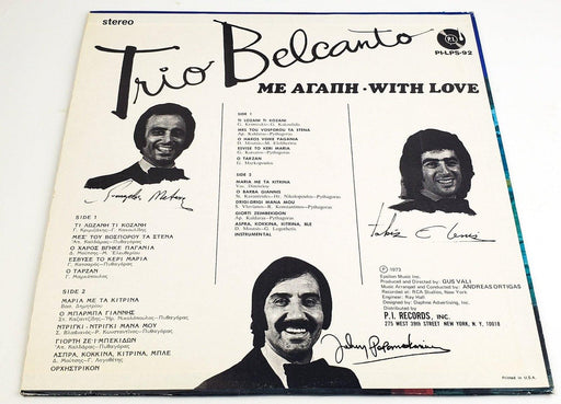 Trio Belcanto With Love Me Agápi 33 RPM LP Record P.I Records 1973 PI-LPS-92 2