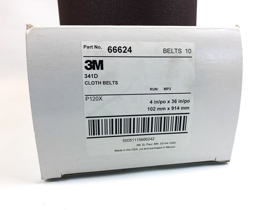 3M 341D Cloth Sandpaper Belt 4"x36" P120 X Single-Flex Film-Lok 66624 1 Belt 2