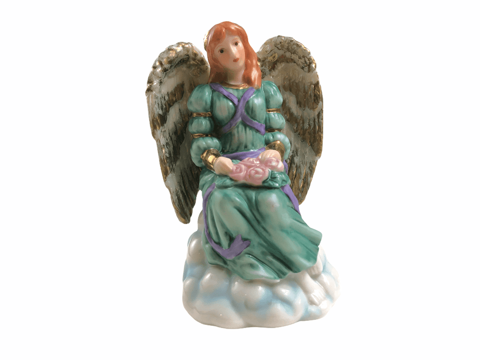 Porcelain Angel Figurine Seated Holding Flowers Classic Collectibles Vintage 1