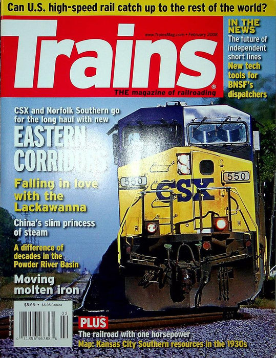 Trains Railroading Magazine February 2008 Vol 68 No 2 Eastern Corridors In Love