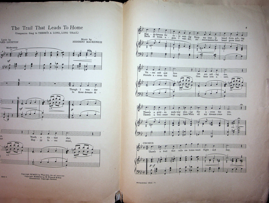 The Trail That Leads to Home Vintage Sheet Music Edward Lockton 1916 Piano Song 3