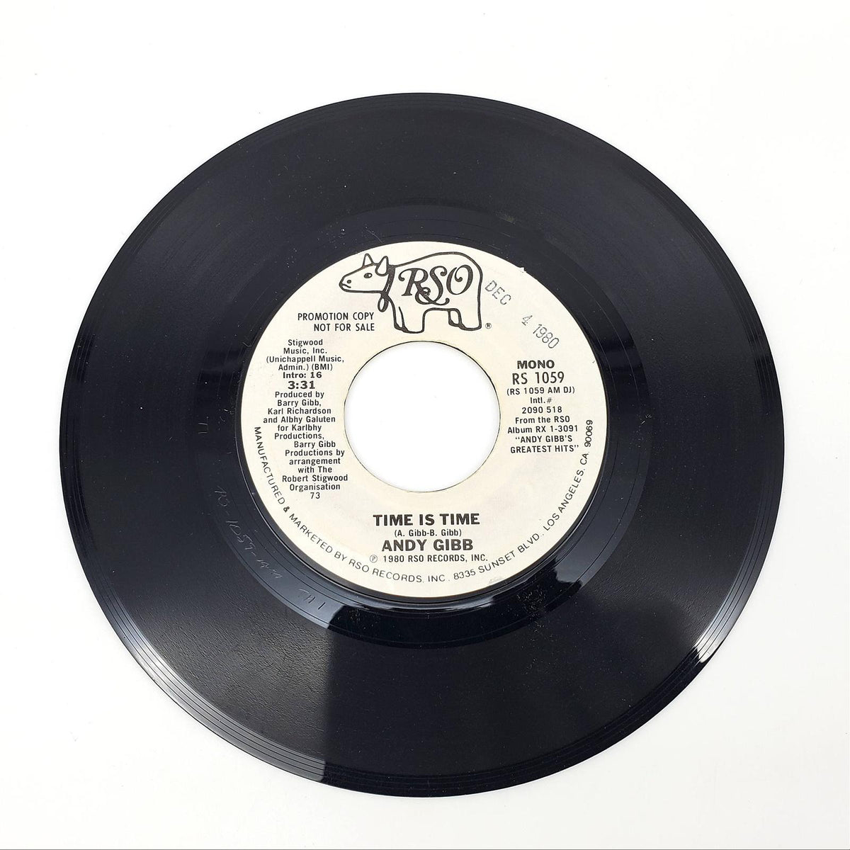 Andy Gibb Time Is Time Single Record RSO 1980 RS 1059 PROMO — HKResale