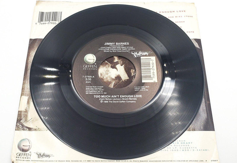 Jimmy Barnes Too Much Ain't Enough Love Record 45 RPM Single 7-27920 Geffen 1988 3