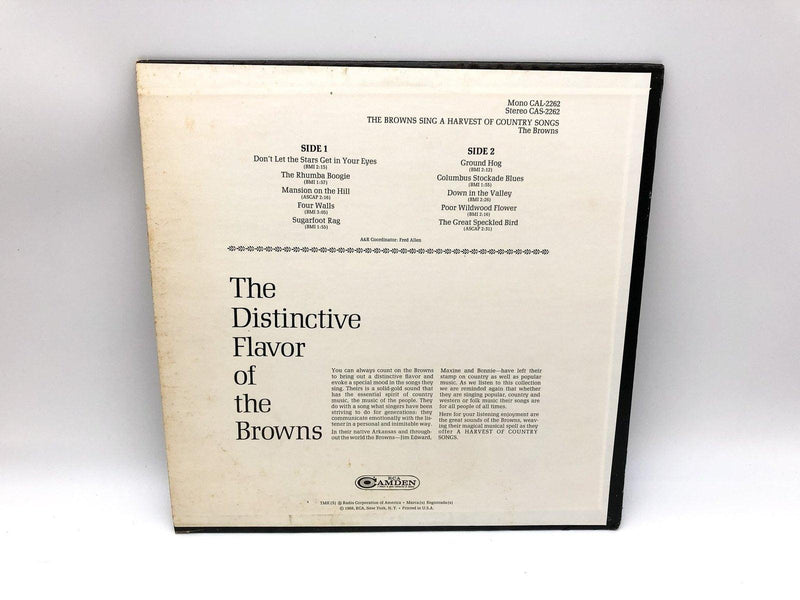 The Browns Sing a Harvest of Country Songs Record 33 RPM LP CAS-2262 RCA 1968 2