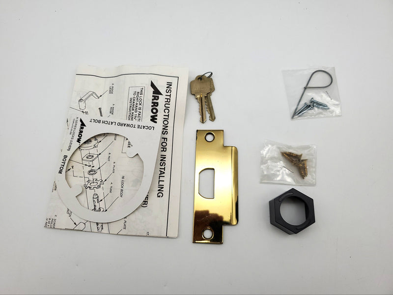 Arrow Door Lever Entry Lock Polished Brass US3 H12 SR LH NOS