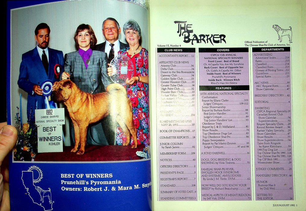 The Barker Magazine July August 1992 Shar-Pei Dog Best Of Breed Miniaturization