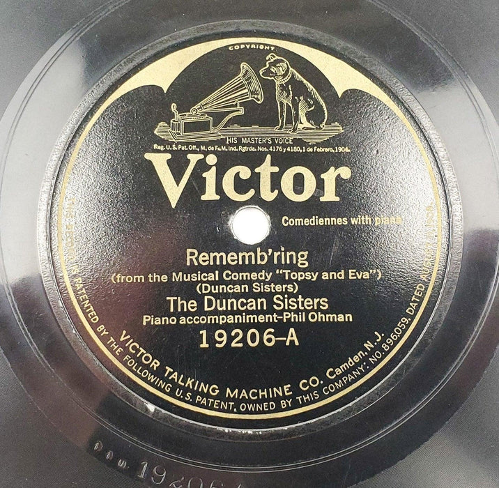 The Duncan Sisters Rememb'ring I Never Had A Mammy 78 Single Record Victor 1924 1