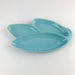 Vintage USA Pottery Leaf Shaped Teal Turquoise Blue Divided Serving Candy Dish 4