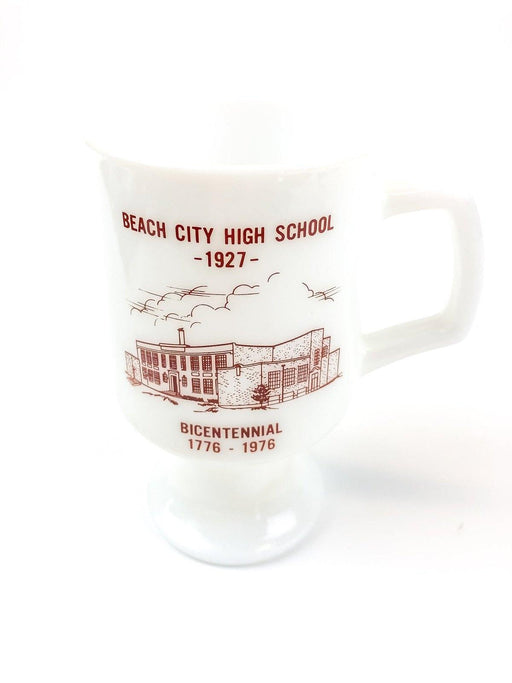 Beach City High School 1927 Bicentennial Footed Milk Glass Coffee Mug Pedestal 1