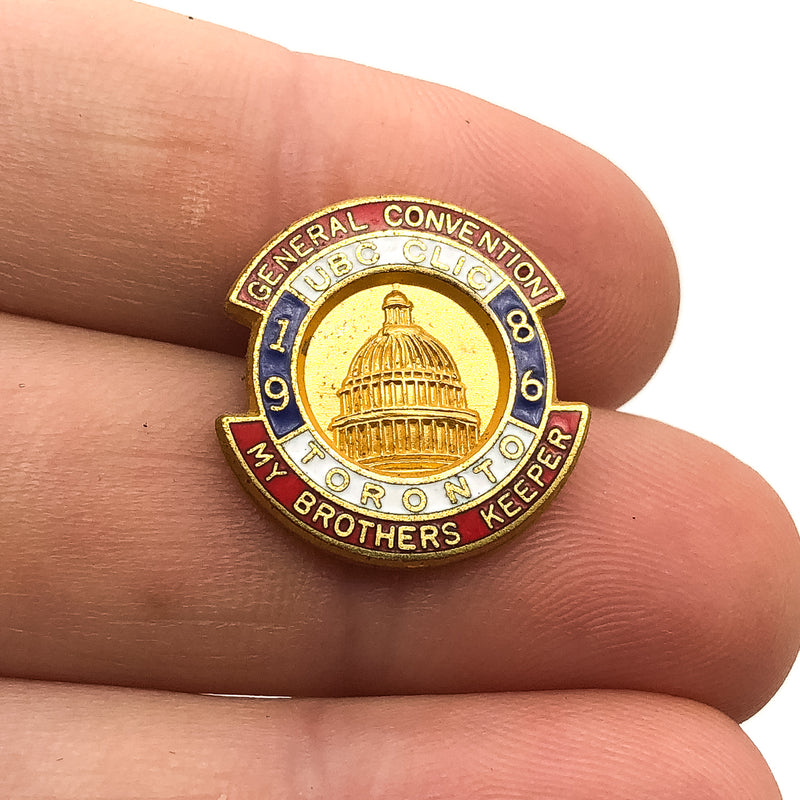 UBC Lapel Pin 1986 General Convention CLIC Toronoto My Brothers Keeper Vintage 1