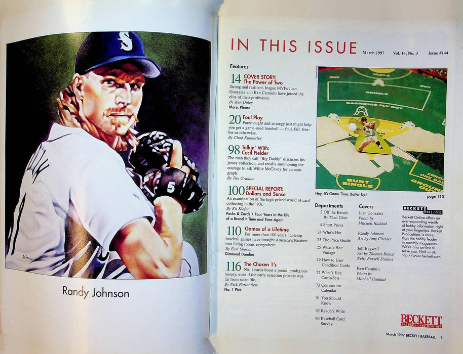 Beckett Baseball Magazine March 1997 # 144 Juan Gonzalez Rangers Ken Caminiti 3