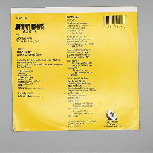Jimmy Davis & Junction Kick The Wall / Over The Top Single Record QMI Music 1987 2