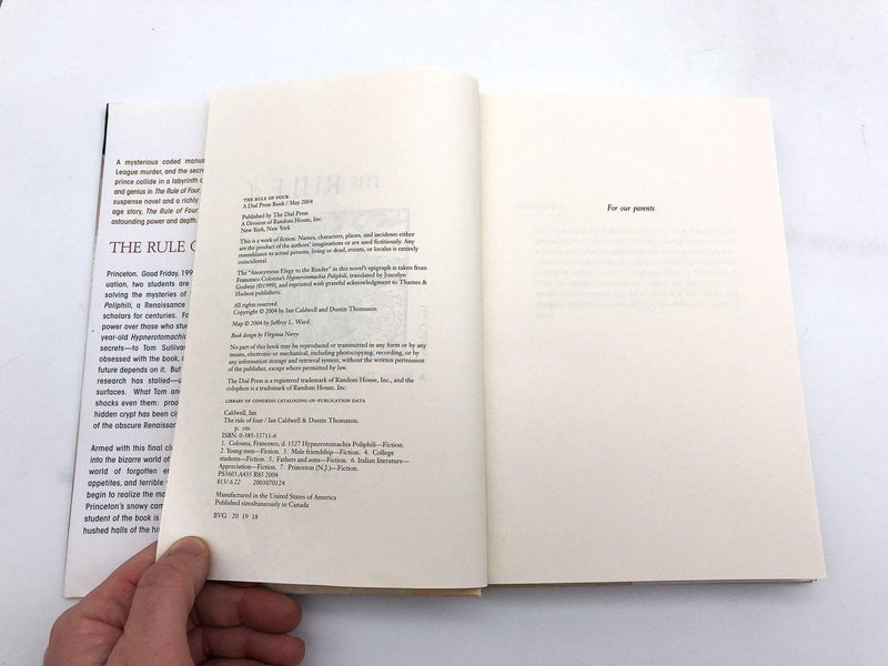 The Rule of Four Ian Caldwell 2004 Dial Press Hardcover First Edition Print 8