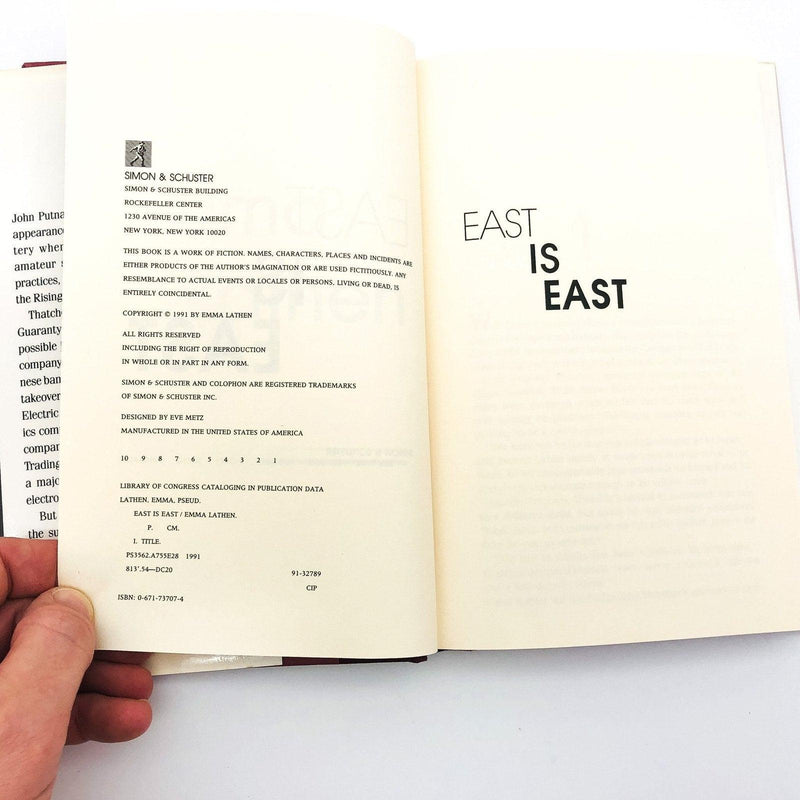 East Is East Hardcover Emma Lathen 1991 Wall Street Banker Japan Business Trip 9