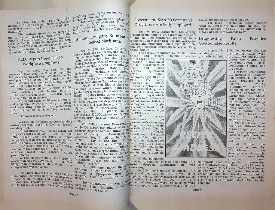 Mariguana News Magazine Fall 1999 Daniel Asbury Quadriplegic Columbus Ohio