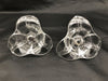 Vintage Duncan Miller Candle Holders Clear Glass Trillium Flower Blossoms Pedals 9
