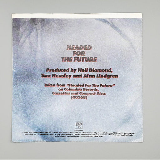Neil Diamond Headed For The Future Single Record Columbia 1986 38-05889 2
