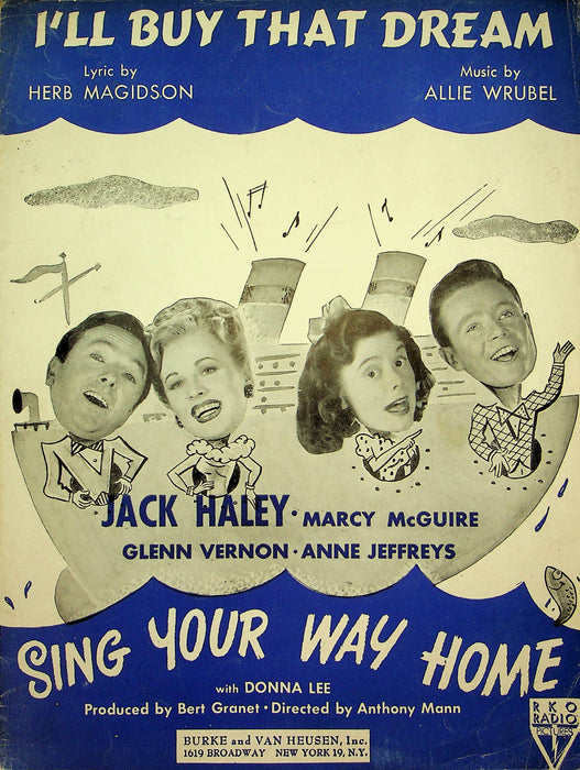 I'll Buy That Dream Sheet Music Allie Wrubel 1945 Sing Your Way Home Movie Piano 1