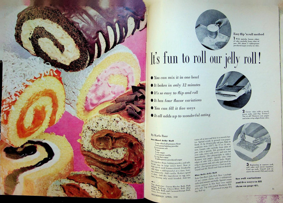 Household Magazine April 1958 Split Level Floor Plan House One Bowl Jelly Roll 5