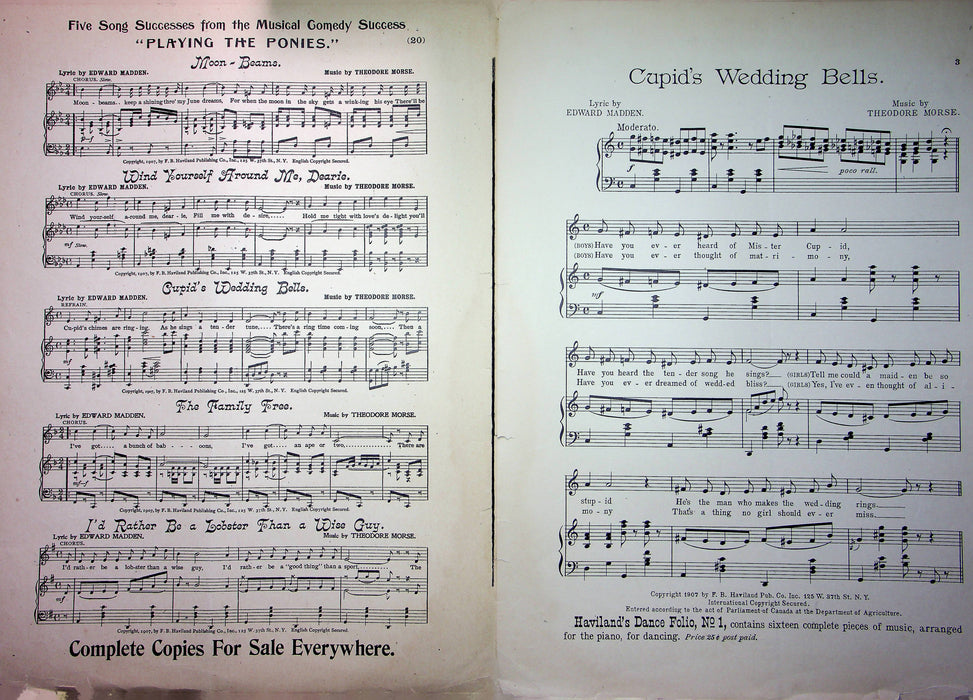 Playing The Ponies Antique Sheet Music Cupids Wedding Bells Musical Madden Morse 2