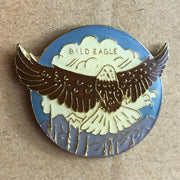 Bald Eagle Lapel Pin Soaring Wings Spread Alaska Mountains Enamel Large 2