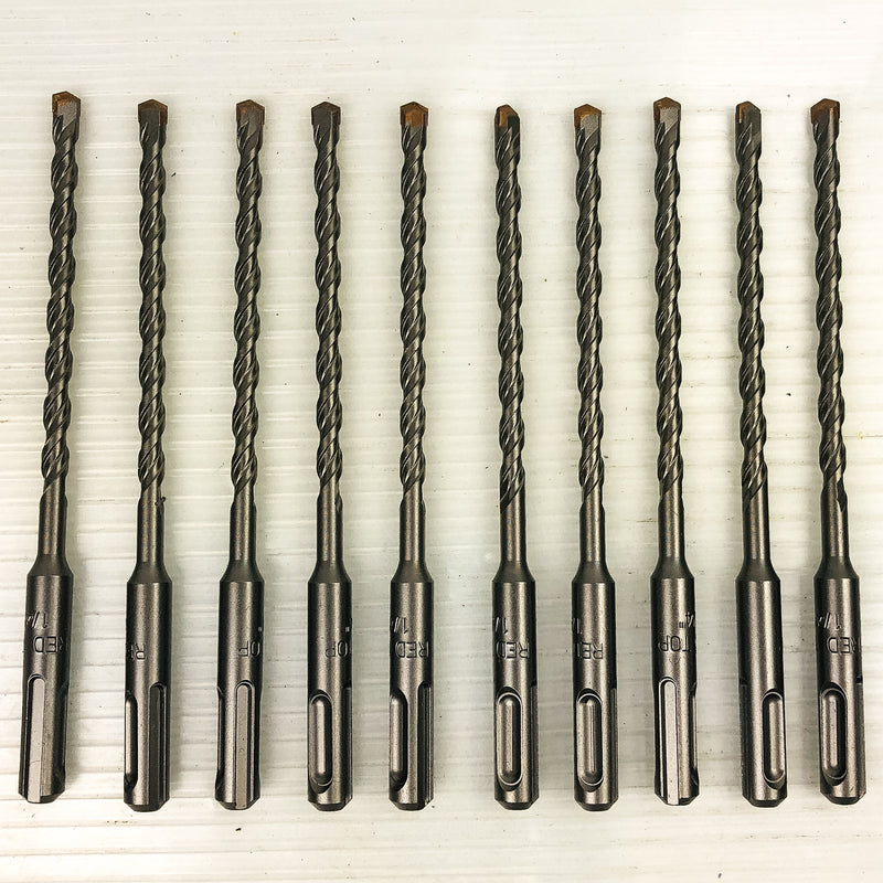 10pk Hammer Drill Bit 1/4"x6" SDS Plus Carbide Tipped 3.75" LOC Concrete Rotary