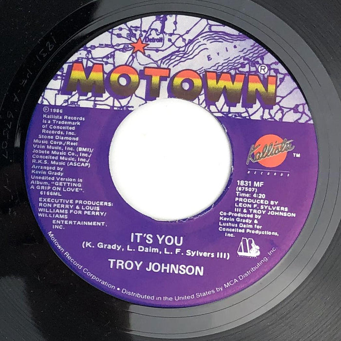 Troy Johnson It's You + Instrumental Version 45 RPM 7" Record Single Motown 1986 3