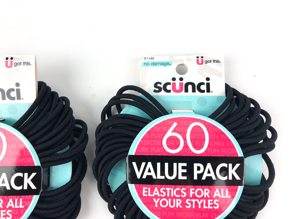 120-PK Scunci No Damage Ponytail Holder Elastics Rubber Bands Black 21190