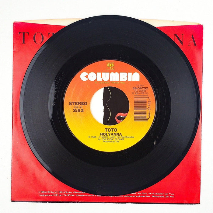Toto Holyanna Record 45 RPM Single 38-04752 Columbia 1985 3