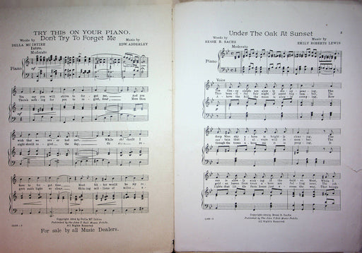 Under The Oak At Sunset Sheet Music Emily Roberts Lewis 1914 Piano Vocal Song 2