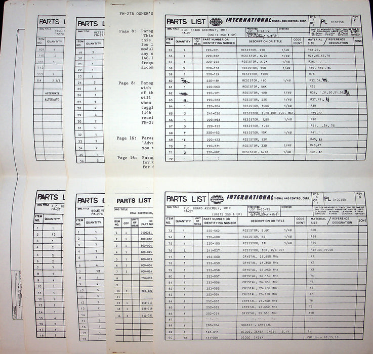 Clegg International Transceivers FM-27 B Owner Manual w/ Additional Schematics