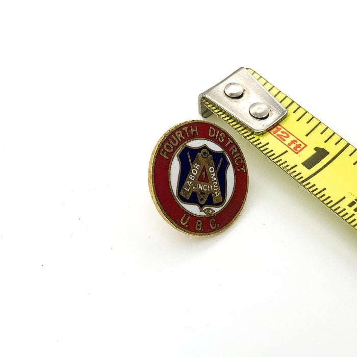 United Brotherhood of Carpenter's Lapel Pin Fourth 4th District Union Made 4