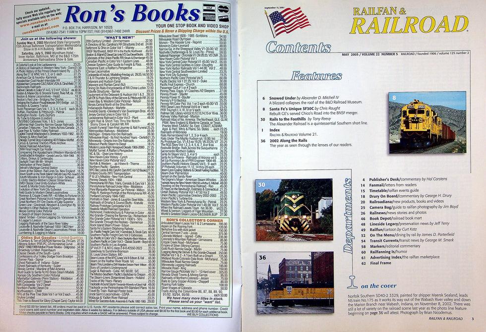 Railfan & Railroad Magazine May 2003 Vol 22 No 5 2002 Along The Rails