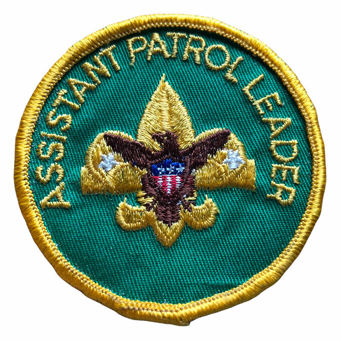 Boy Scouts Assistant Patrol Leader Patch 1970s Clear Plastic Back Green Gold 1