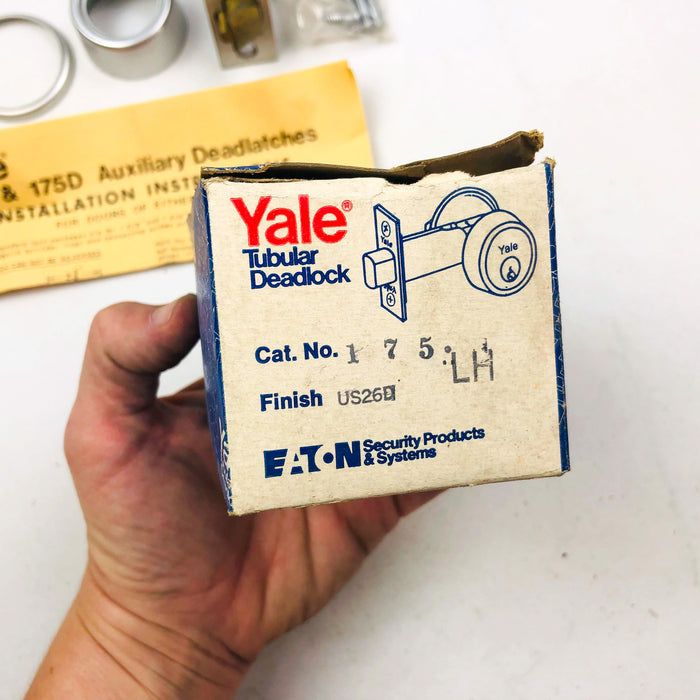 Yale Tubular Deadbolt 6 Pin Cylinder Lock 175 US26D Satin Chrome LH New NOS