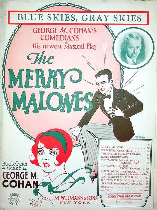 Sheet Music Blue Skies Gray Skies The Merry Malones Musical George M Cohan 1927 1