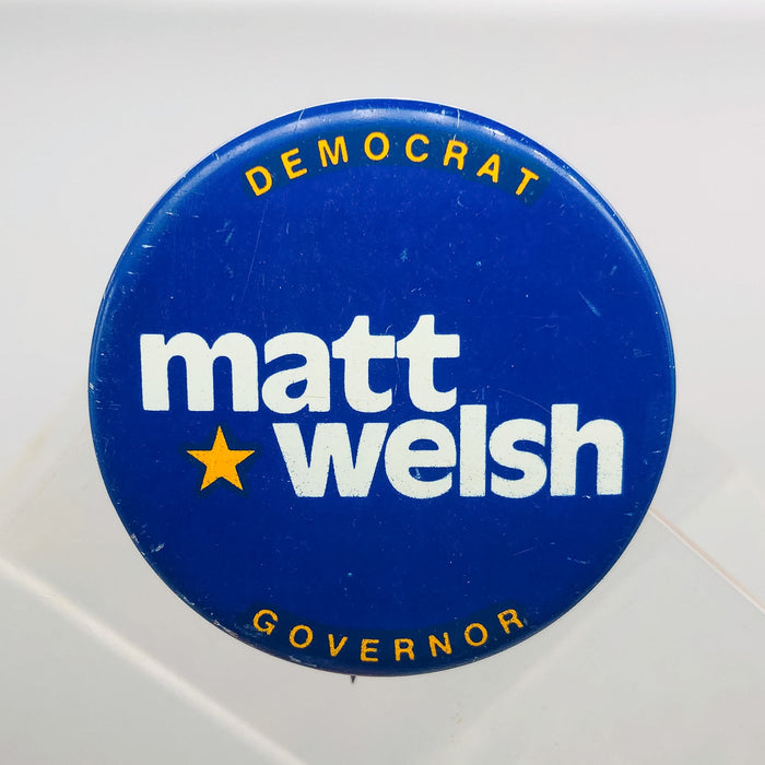 Democrat Matt Welsh Governor Button Pin 1.5" Indiana Political Campaign Blue 1