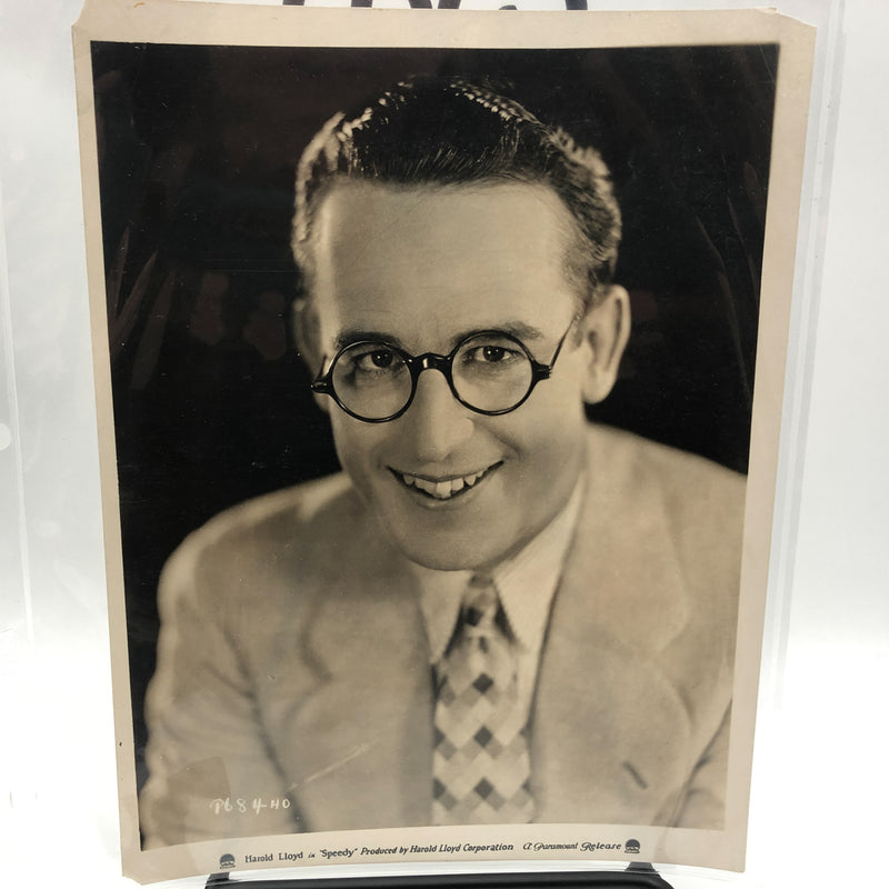 Original Harold Lloyd Headshot Photograph Signature Autograph Speedy Film 8x10