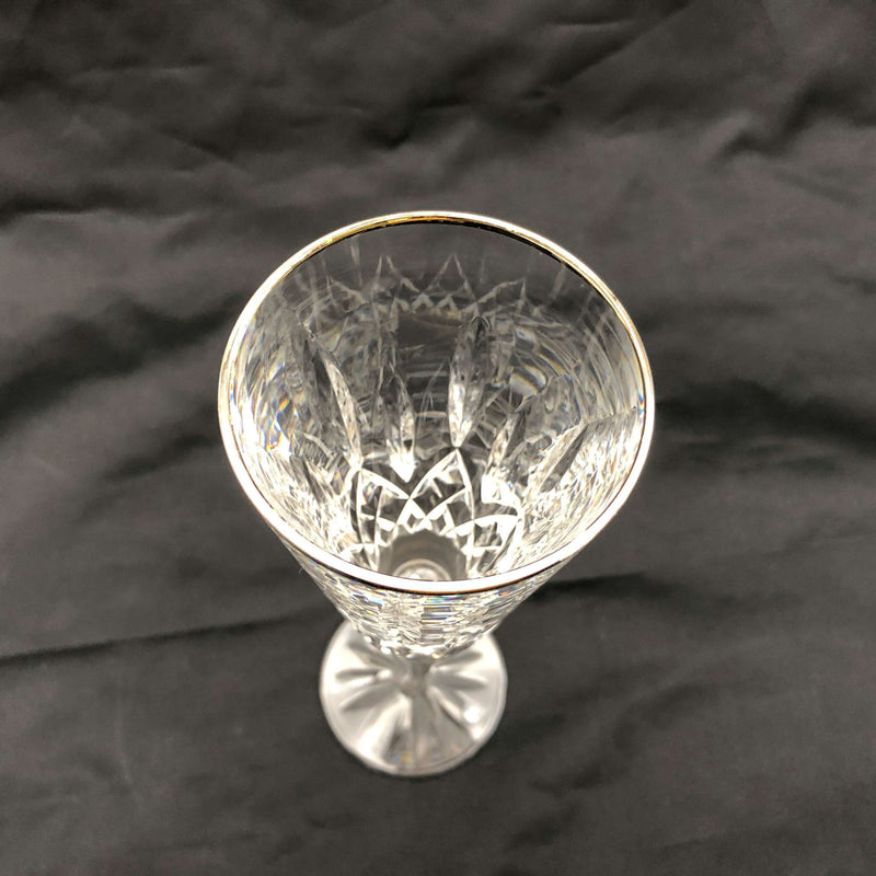 Waterford Champaign Flute Platinum Lismore 8-7/8" Signed Silver Rim 101661