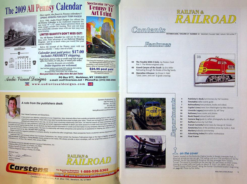 Railfan & Railraod Magazine October 2008 Vol 27 No 10 Grand Canyon Of The South