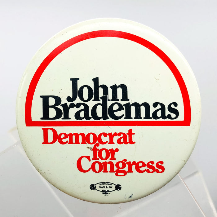 John Brademas Democrat For Congress Button Pin 2" Indiana Politician Campaign 1