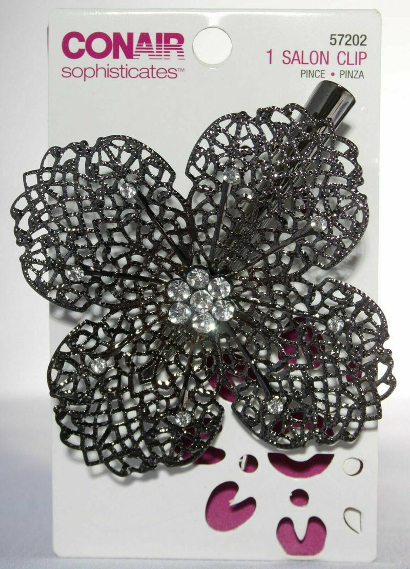 3 Conair Sophisticates Modern Glam Salon Clips Flower Silver/Rose Gold/Pewter