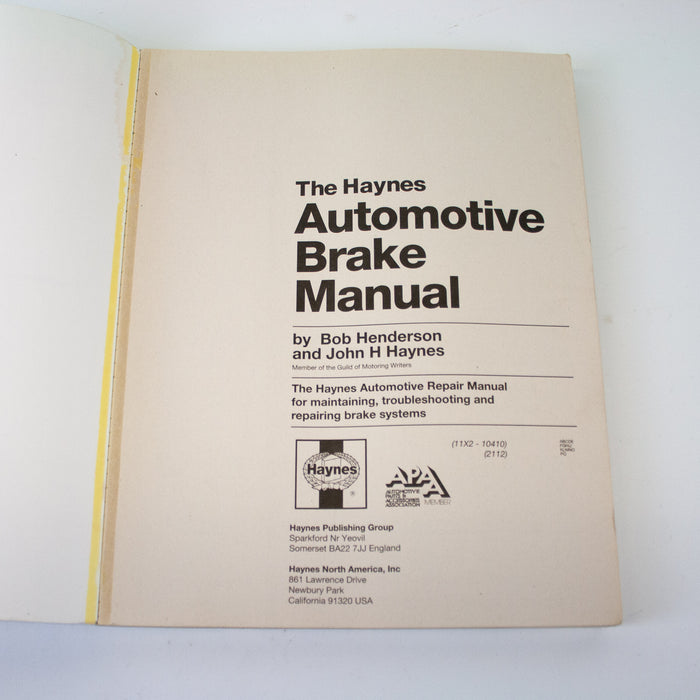 Haynes Automotive Brake Manual Techbook 10410 (2112)