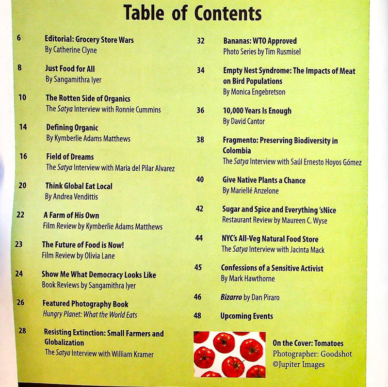 Satya April 2006 Eating Local Organic & Why it Matters