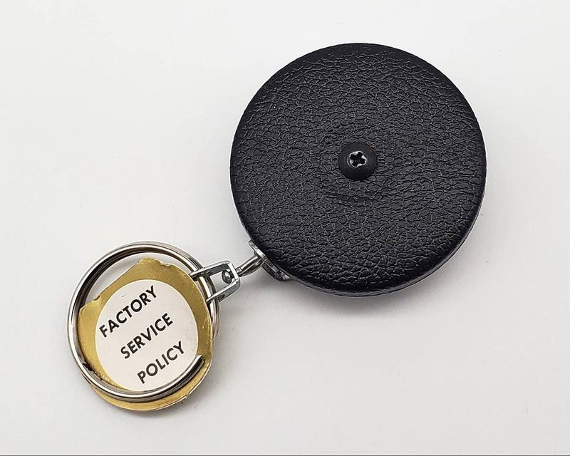 1960s Key-Bak Retractable Key Chain West Coast Chain Faux Leather & Chrome NOS