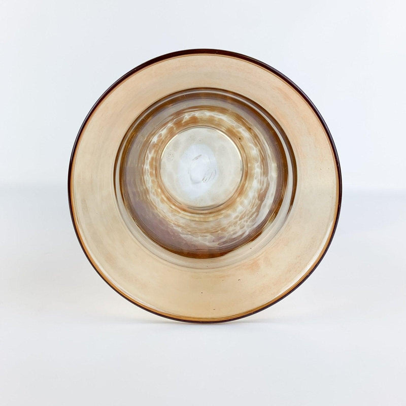 Large Art Glass Gold Copper Speckled Pillar Candle Vase 8" 9