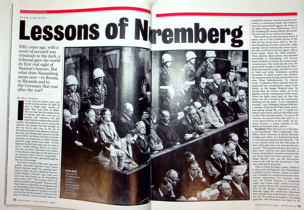 Newsweek Magazine November 6 1995 Colin Powell Decision Nuremberg 50 Years Later