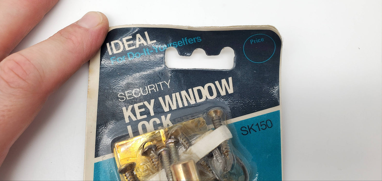 Window Lock Keyed Brass Plated Dual Install w/ Hardware Ideal Security SK150 NOS